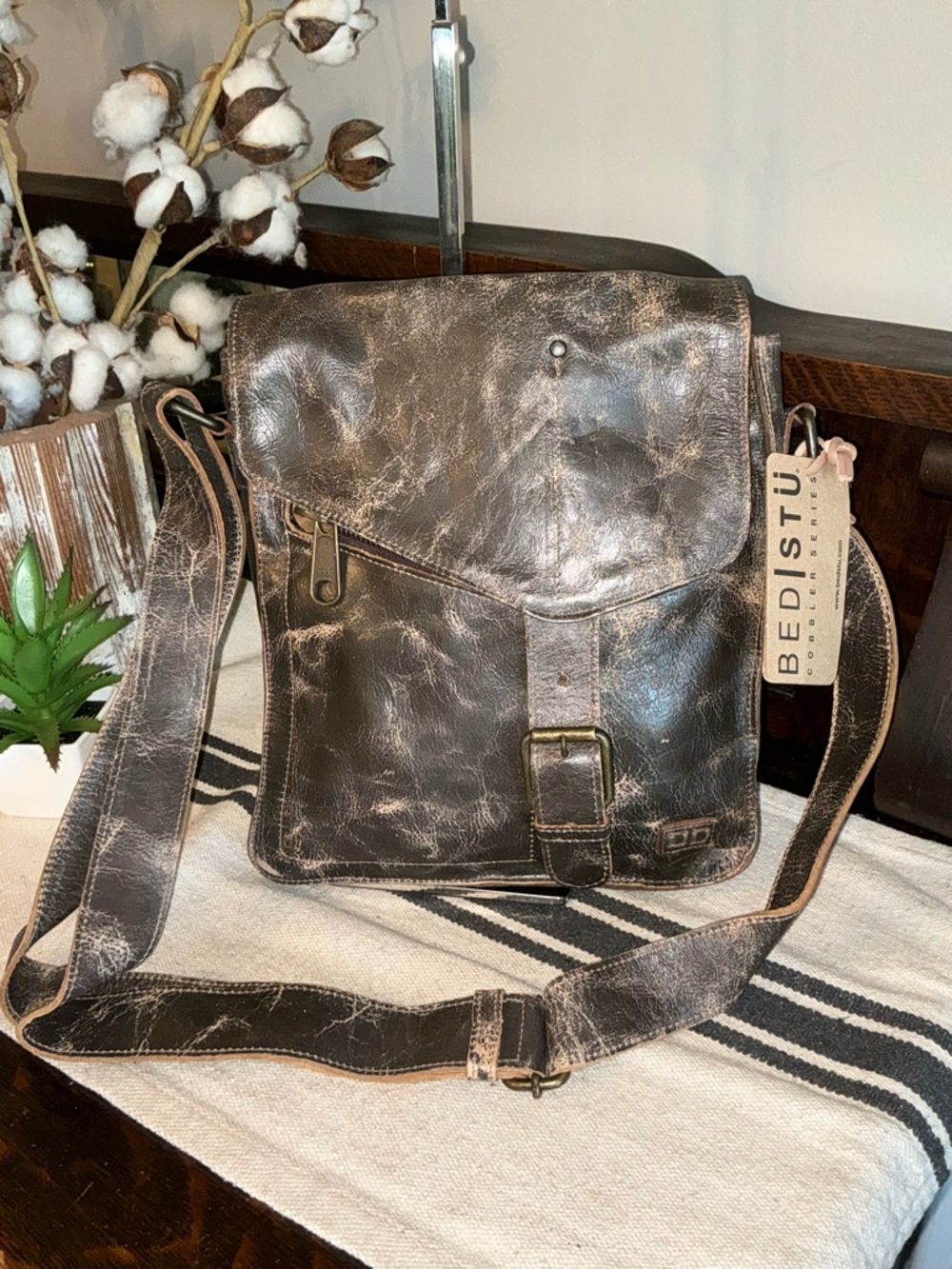 NWT Bed Stu Leather Venice Beach Crossbody Shoulder Bag Teak Lux MSRP $240